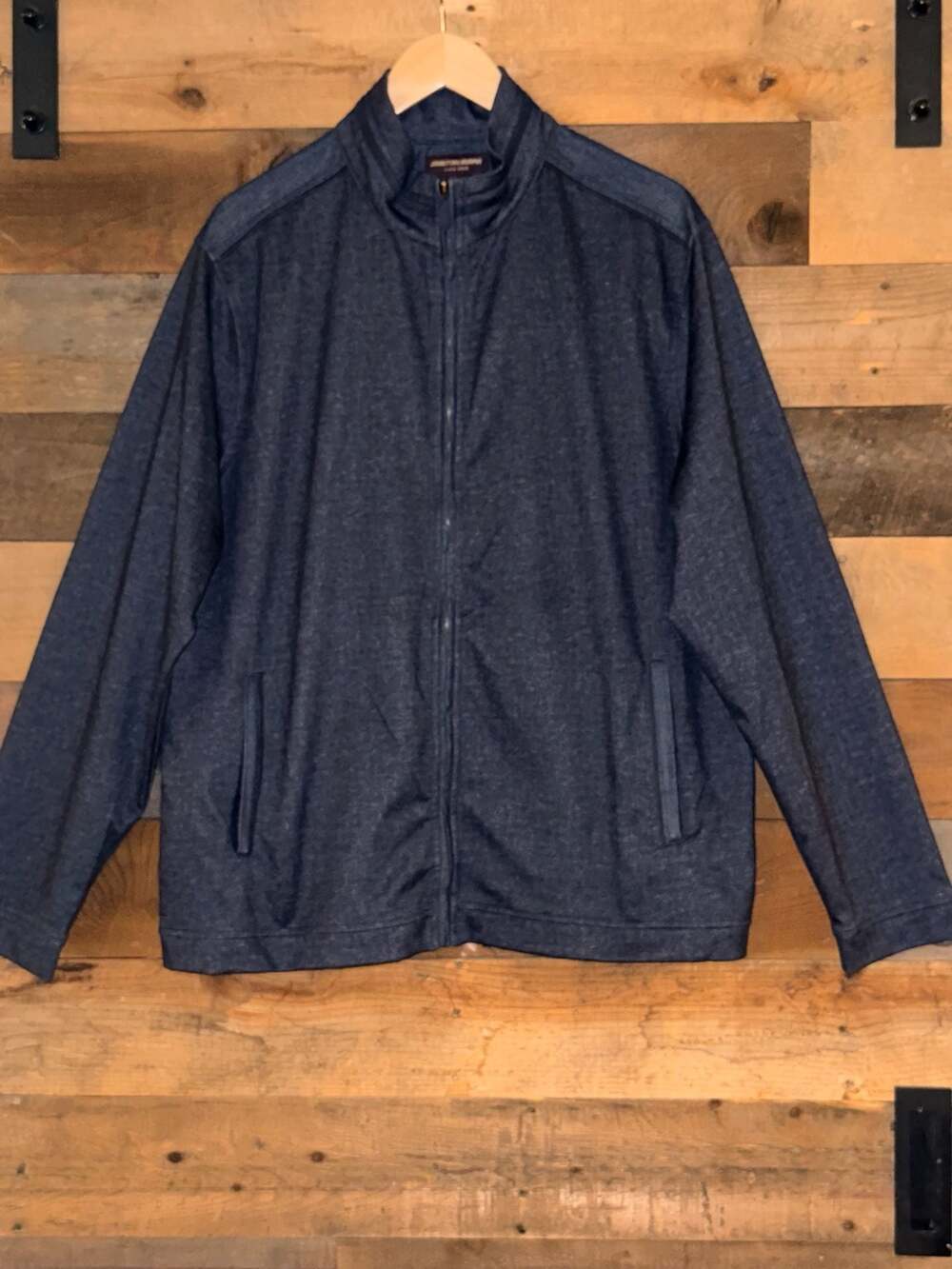 Johnston & Murphy Navy Blue Full-Zip Mock Neck Jacket Size XL